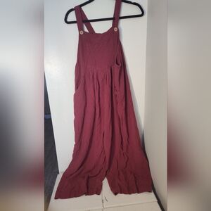 Women's Burgundy Jumpsuit Size Lg #747